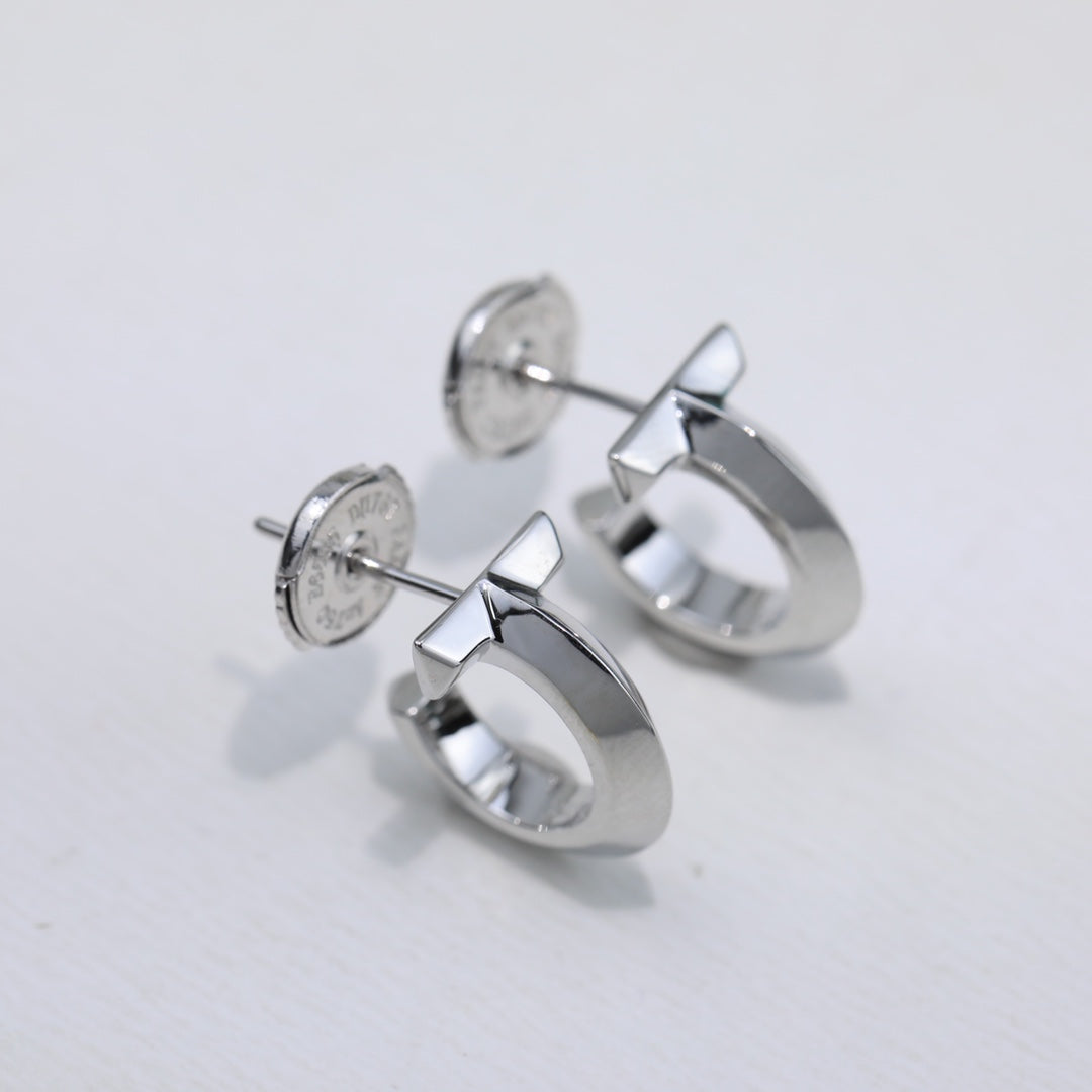 18K Celestial T Hoop Earrings