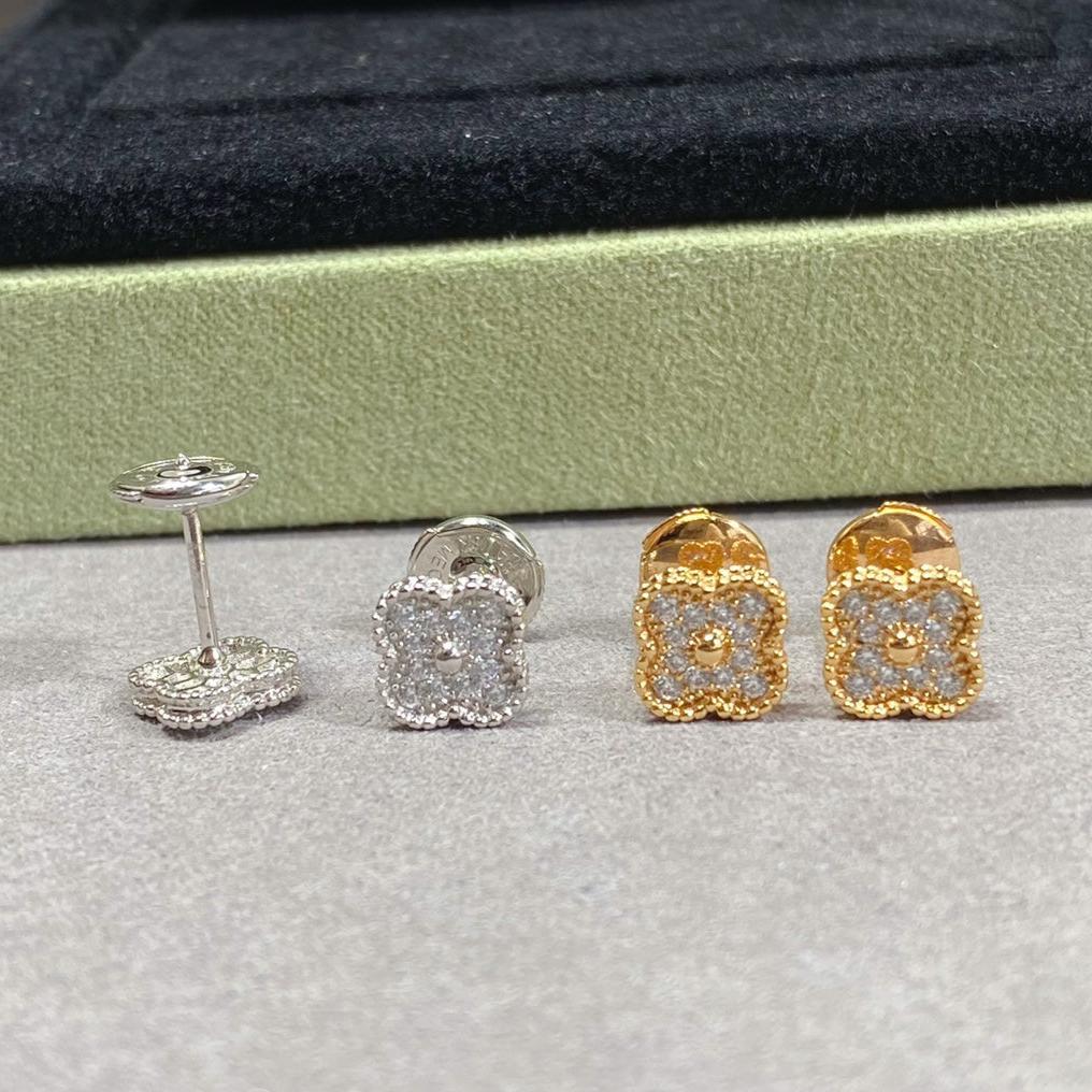 18K Celestial Vintage Alhambra Diamonds Earrings