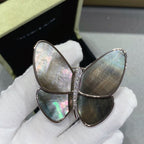 18K Grey Fritillary Butterfly Brooch