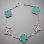 18K Vintage Alhambra Five Motifs Agate Bracelet