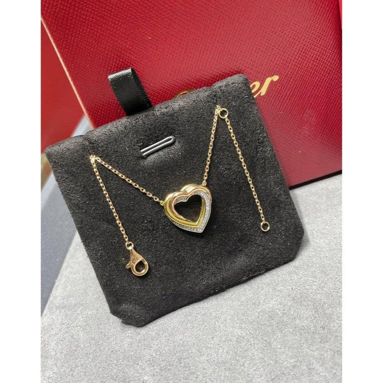18K Celestial Trinity Heart Diamond Necklace