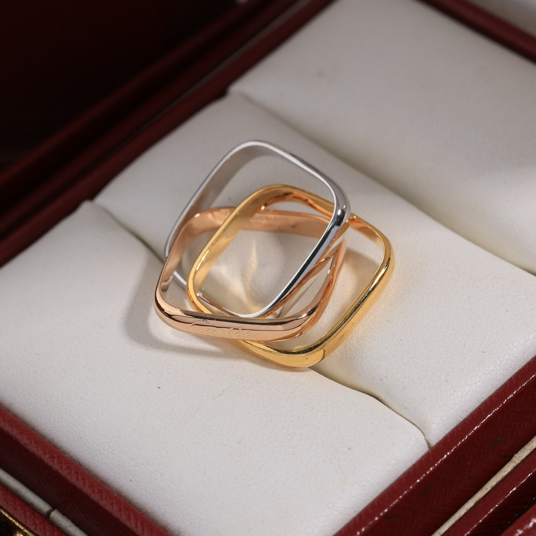 18K Celestial Trinity Cushion Ring