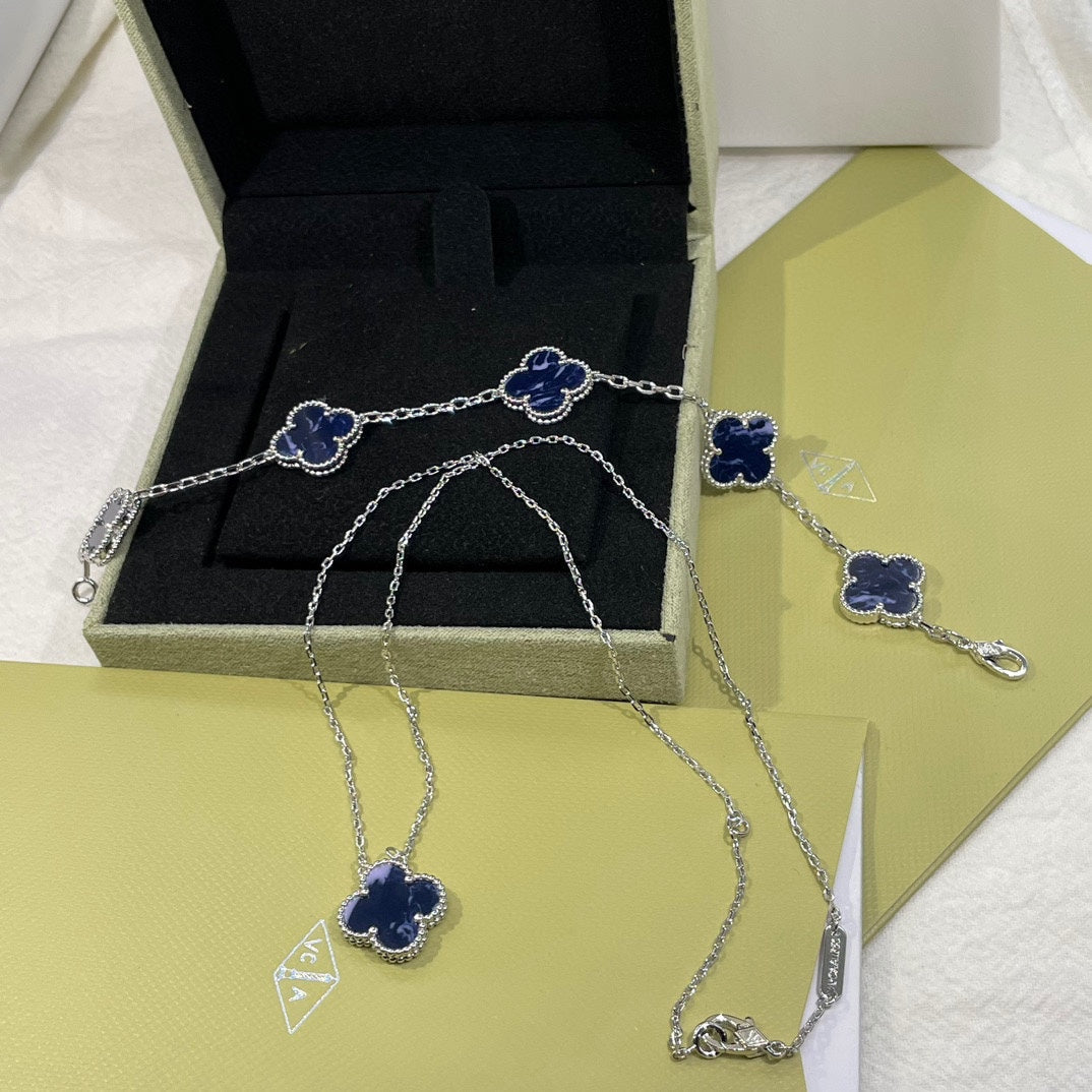 18K Celestial Vintage Alhambra Crystal Blue Bracelet