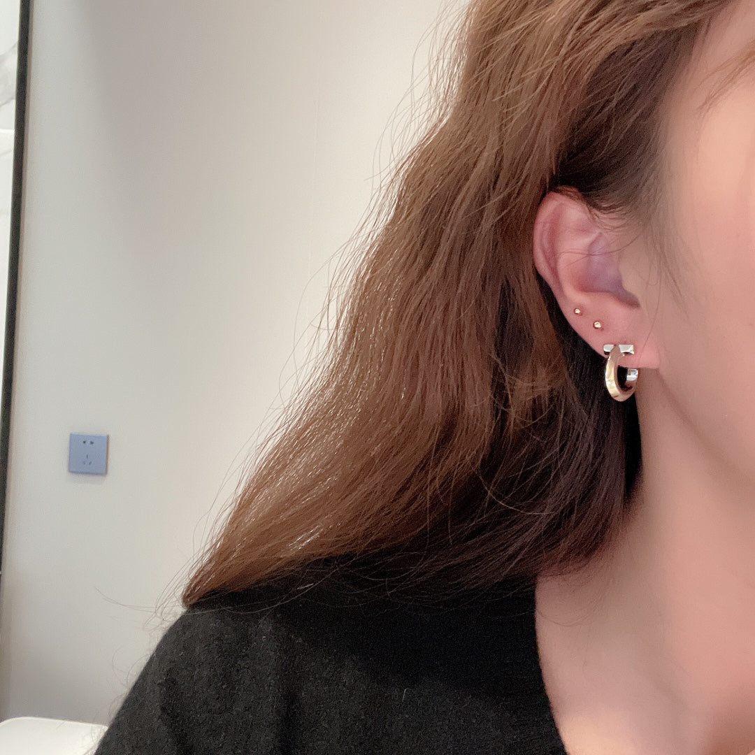 18K Celestial T Hoop Earrings