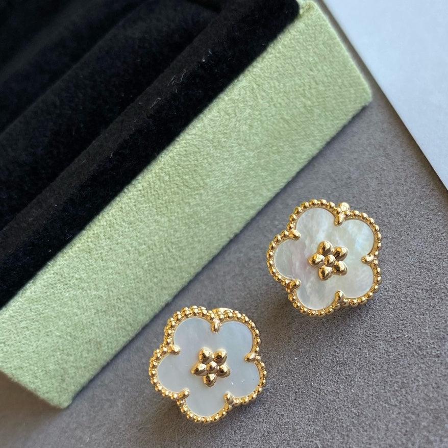 18K Celestial Lucky Spring Plum Blossom Earrings