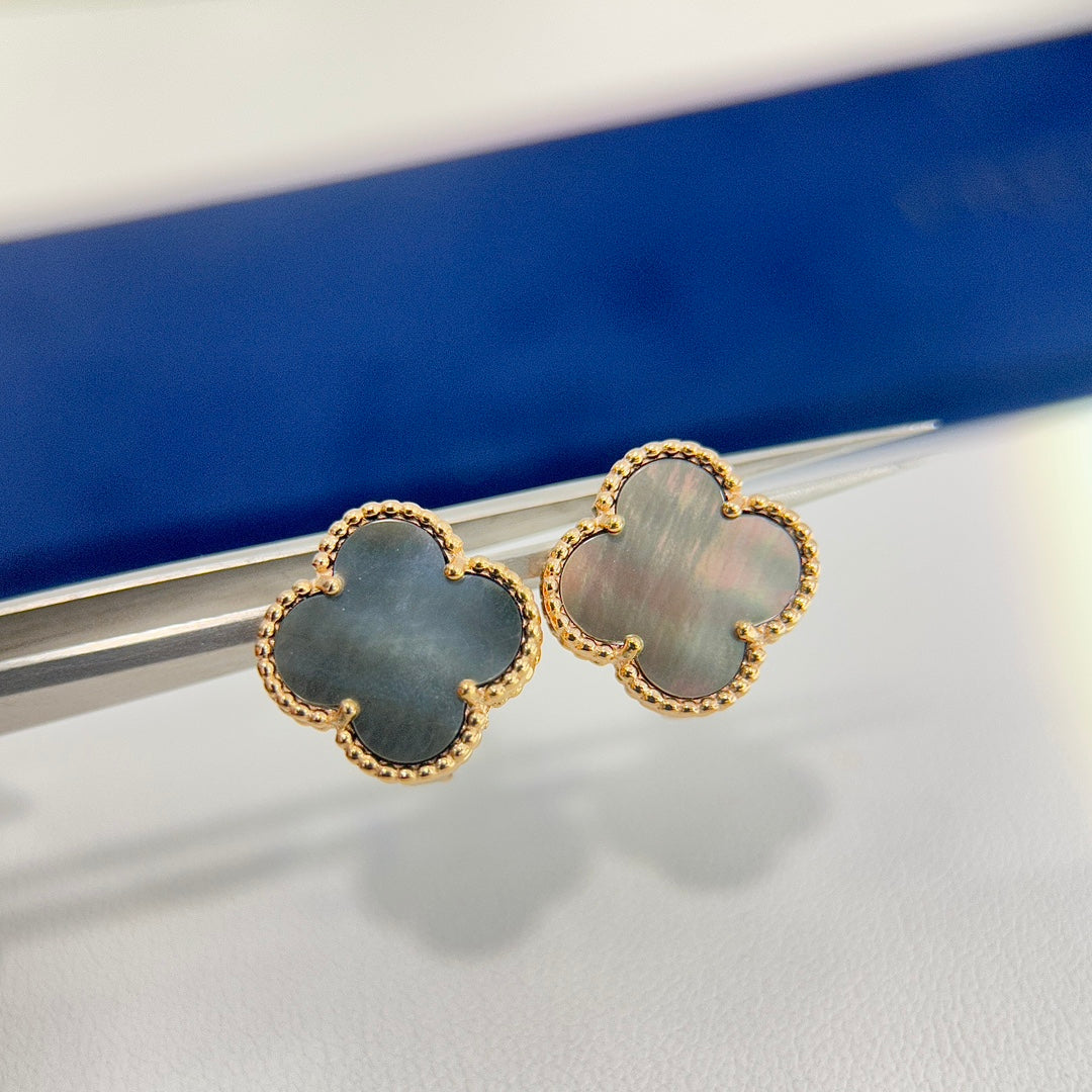 18K Celestial Vintage Alhambra Grey Earrings