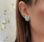 18K Celestial Two Butterfly Turquoise Earrings