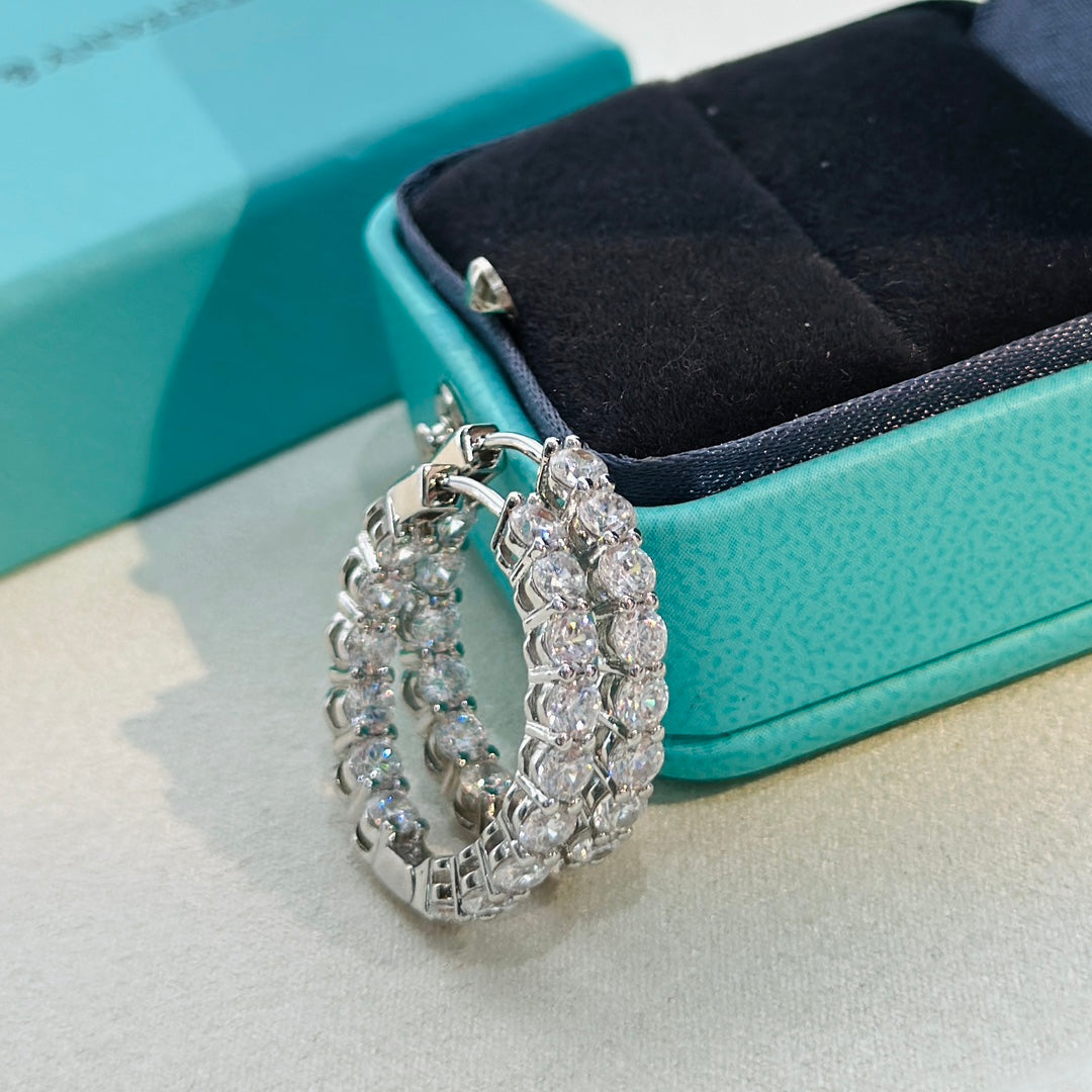 18K Celestial T Hoop Diamonds Earrings