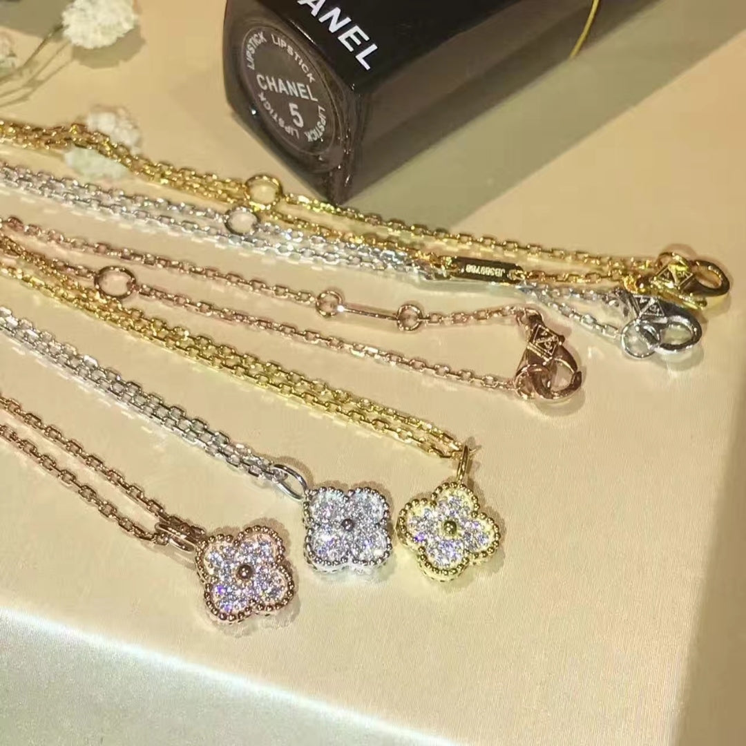 18K Celestial Sweet Alhambra Diamond Necklace