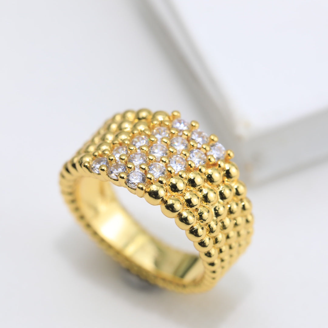 18K Celestial Perl̩e Diamonds Five Rows Ring