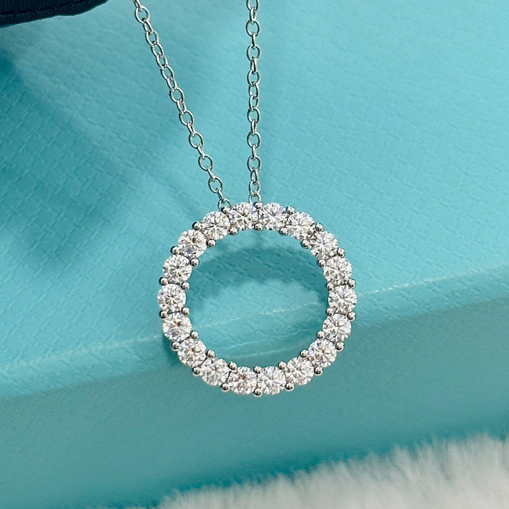 18K Celestial T Circle Diamonds Necklace