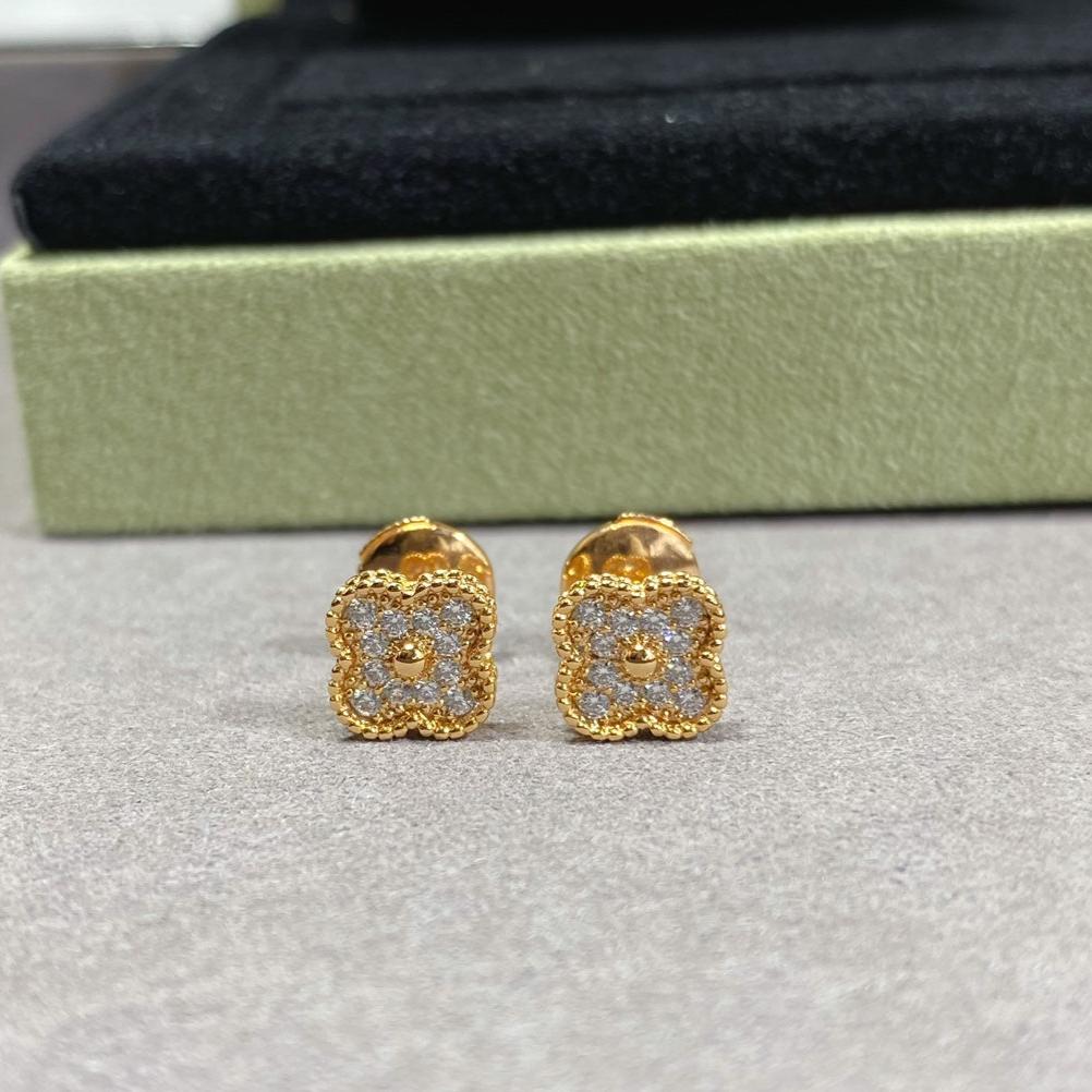18K Celestial Vintage Alhambra Diamonds Earrings