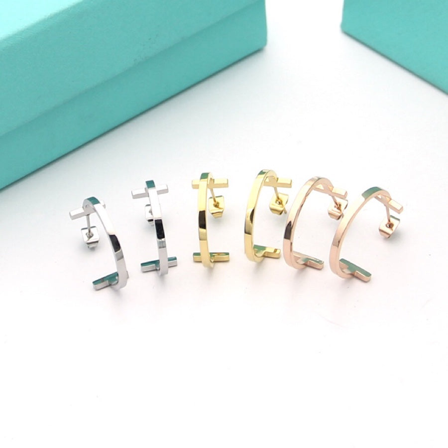 18K Celestial T Hoop Earrings