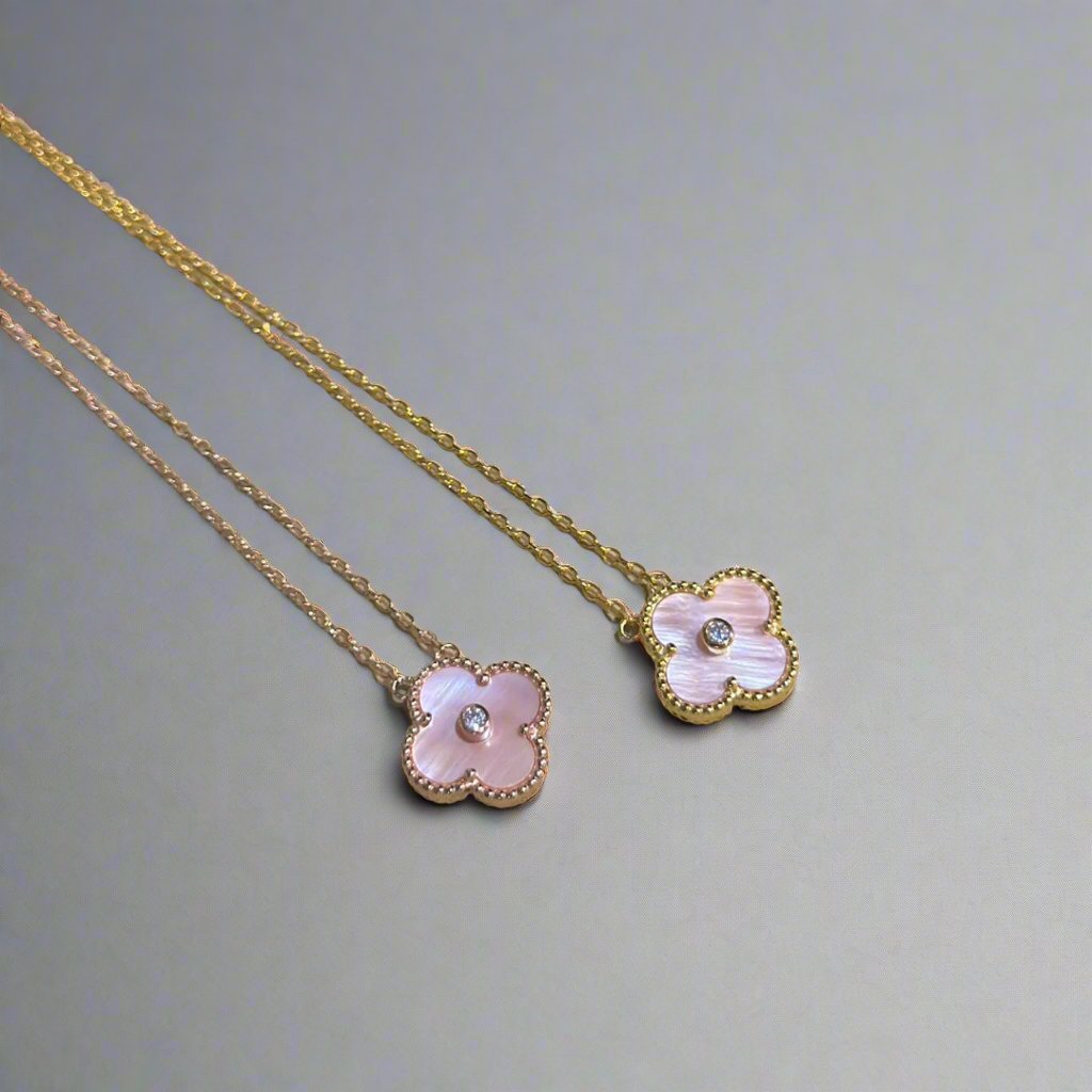 18K Celestial Sweet Alhambra Pink Clover Necklace