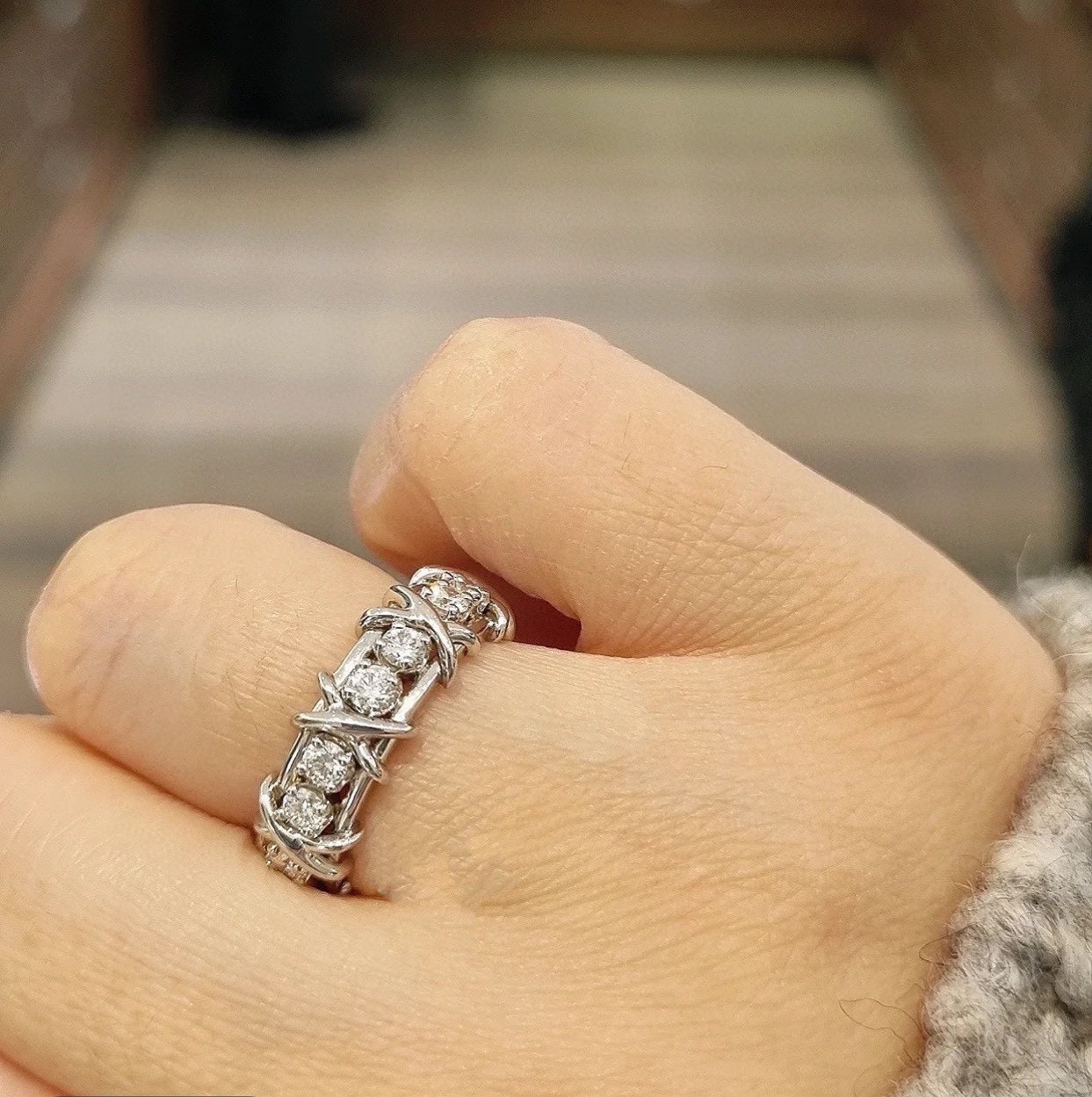 18K Celestial T Schlumberger Eighteen Stone Ring