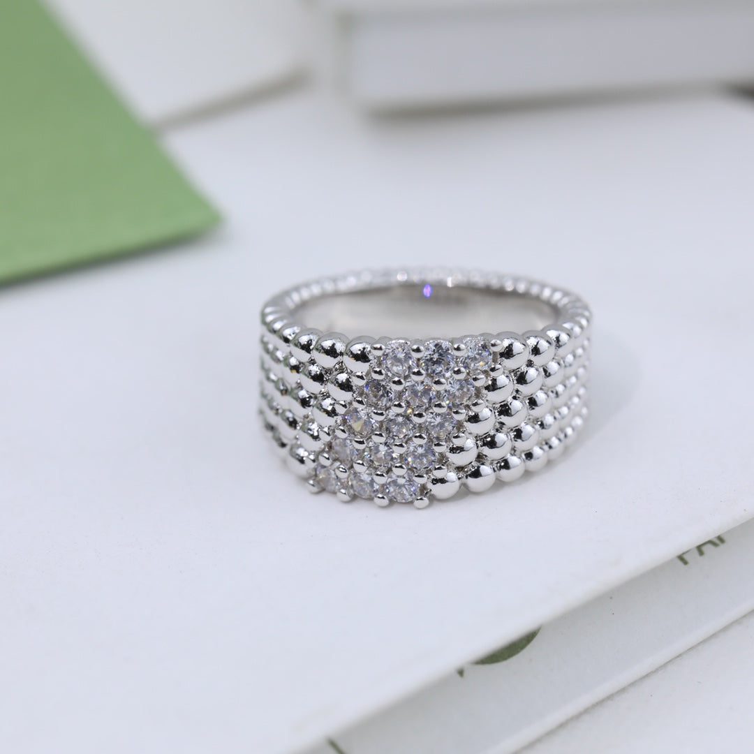 18K Celestial Perl̩e Diamonds Five Rows Ring
