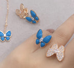 18K Celestial Two Butterfly Between the Finger Turquoise Ring