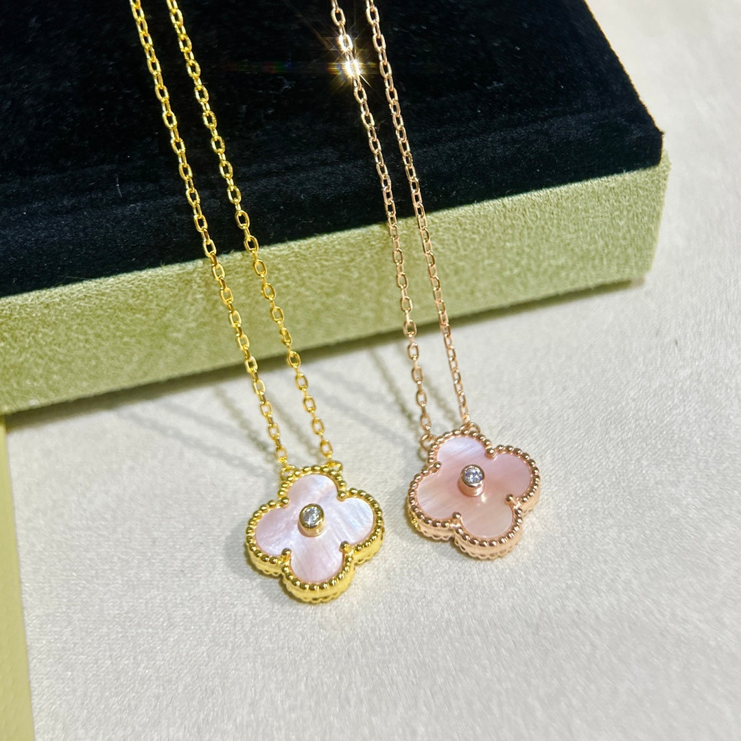 18K Celestial Sweet Alhambra Pink Clover Necklace