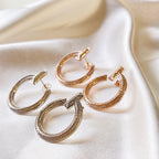 18K Celestial T T1 Open Hoop Rose Gold Earrings