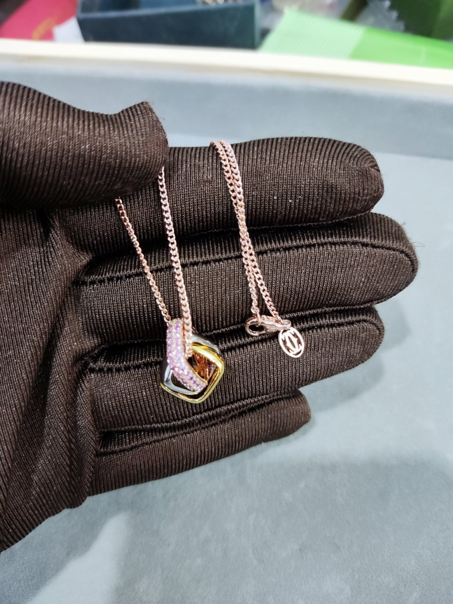 18K Celestial Trinity Pink Diamond Necklace