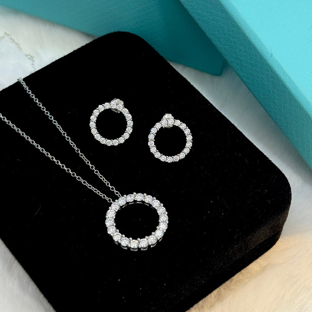 18K Celestial T Circle Diamonds Earrings