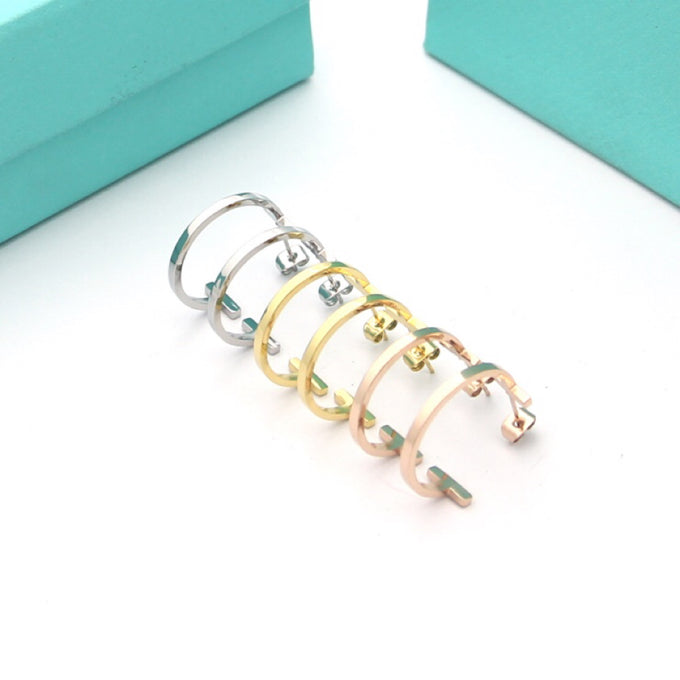 18K Celestial T Hoop Earrings