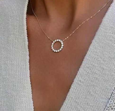 18K Celestial T Circle Diamonds Necklace