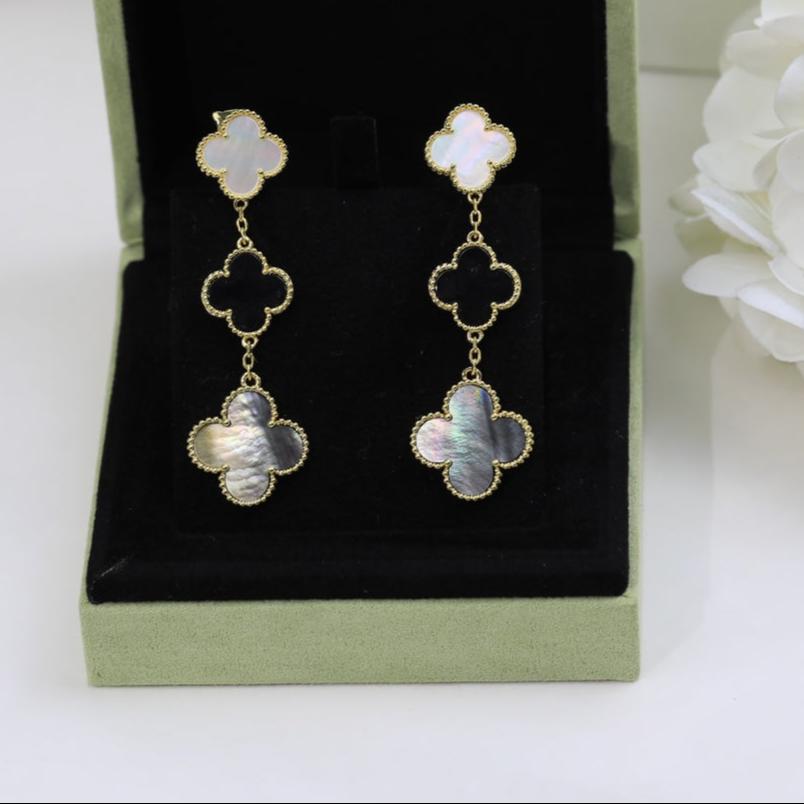 18K Celestial Magic Alhambra Three Pearls Motifs Earrings