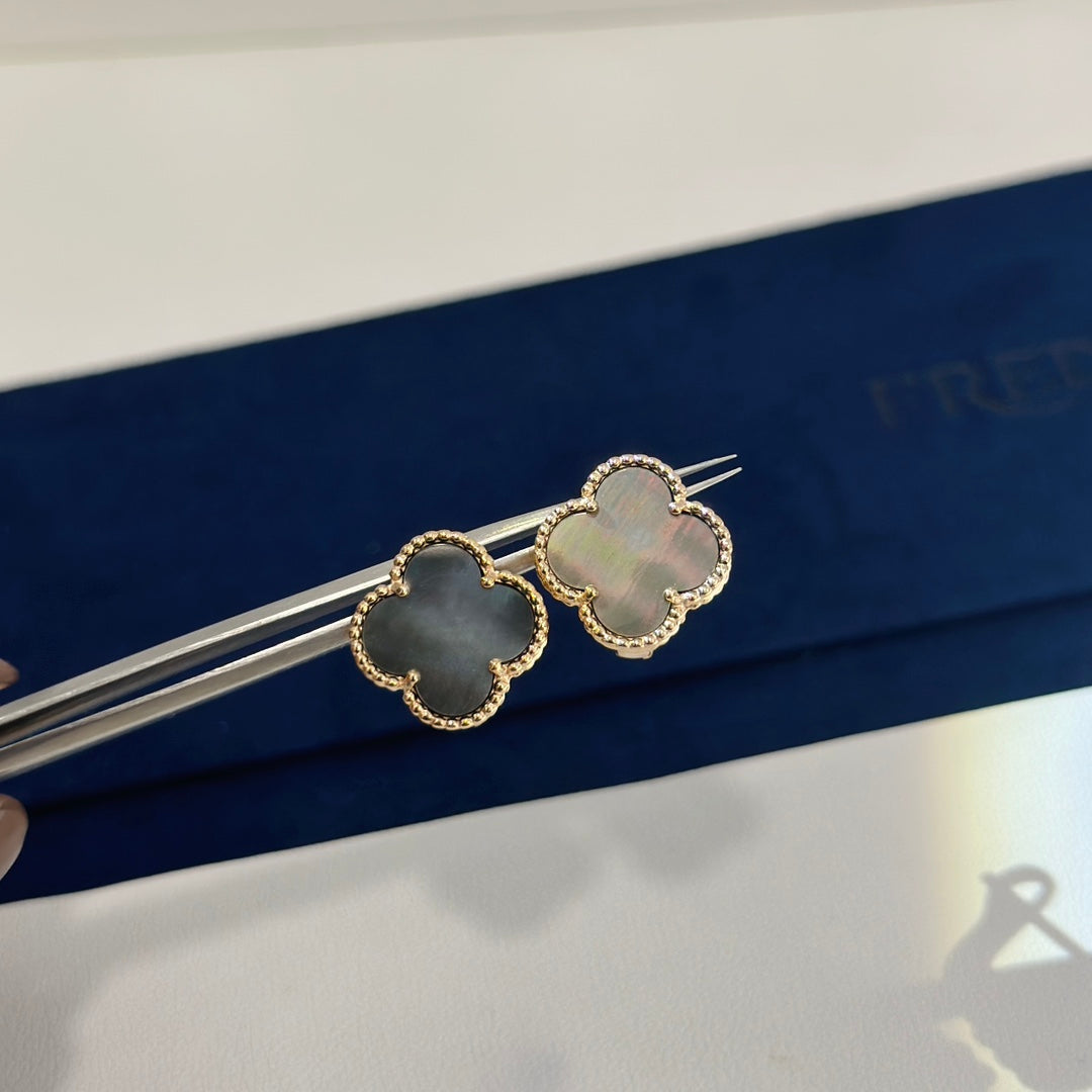 18K Celestial Vintage Alhambra Grey Earrings