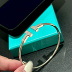 18K Celestial T Wide Diamond Wire Bracelet