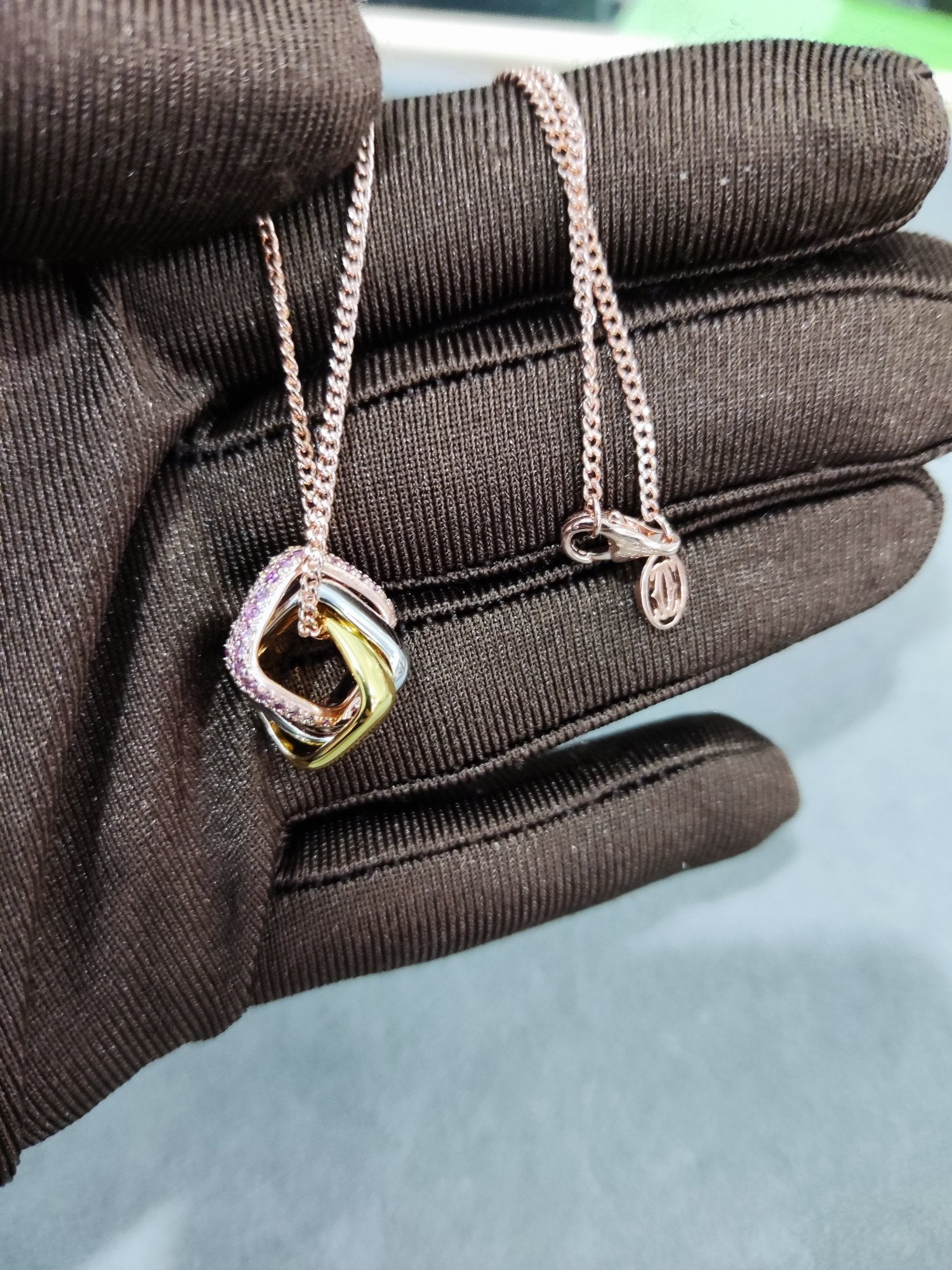 18K Celestial Trinity Pink Diamond Necklace
