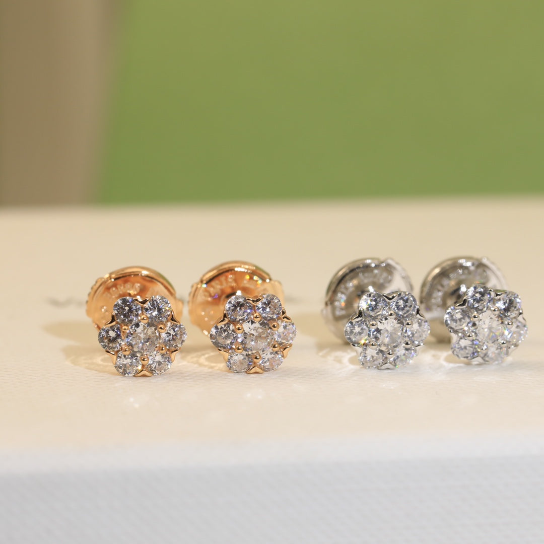 18K Celestial Flower Crystal Earrings