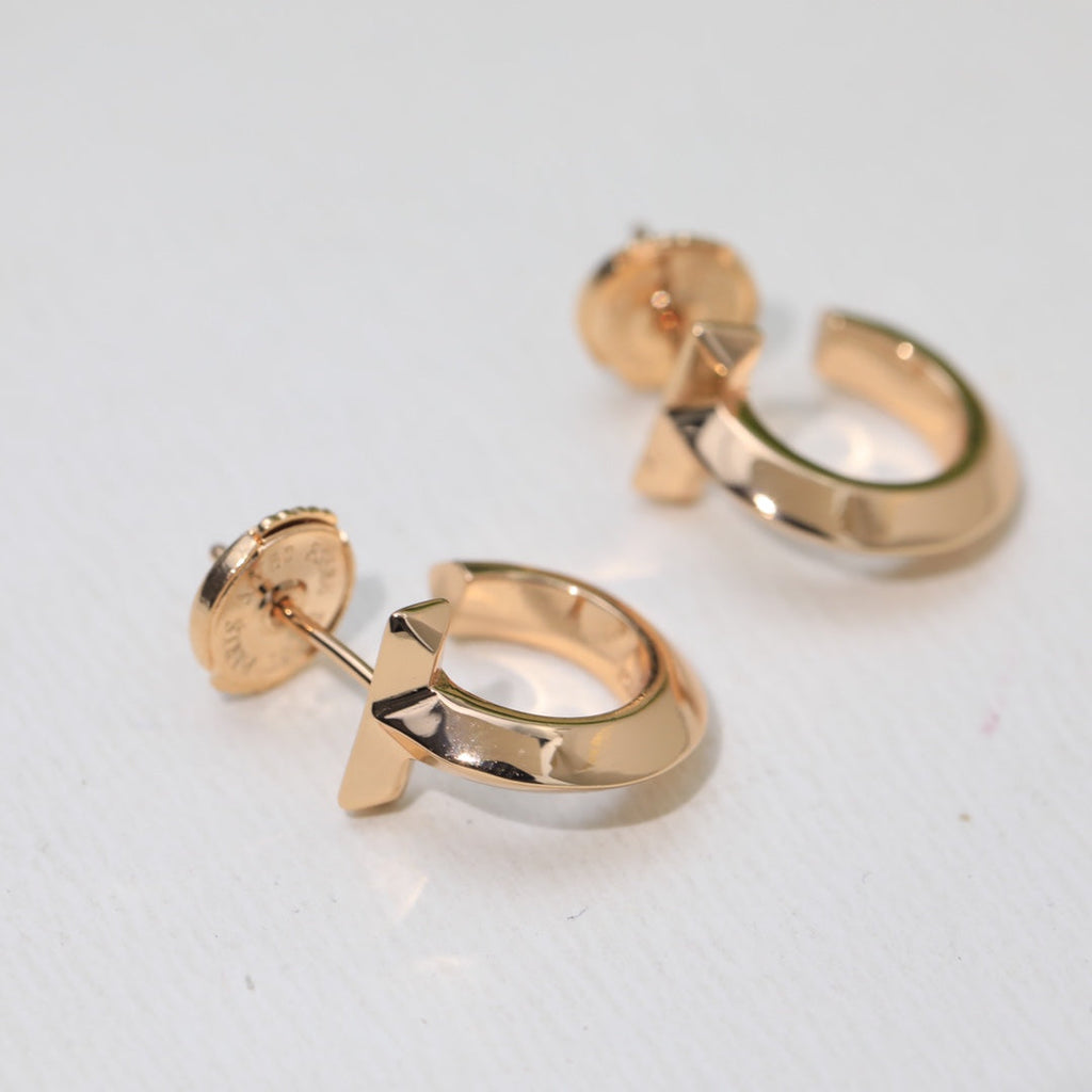 18K Celestial T Hoop Earrings