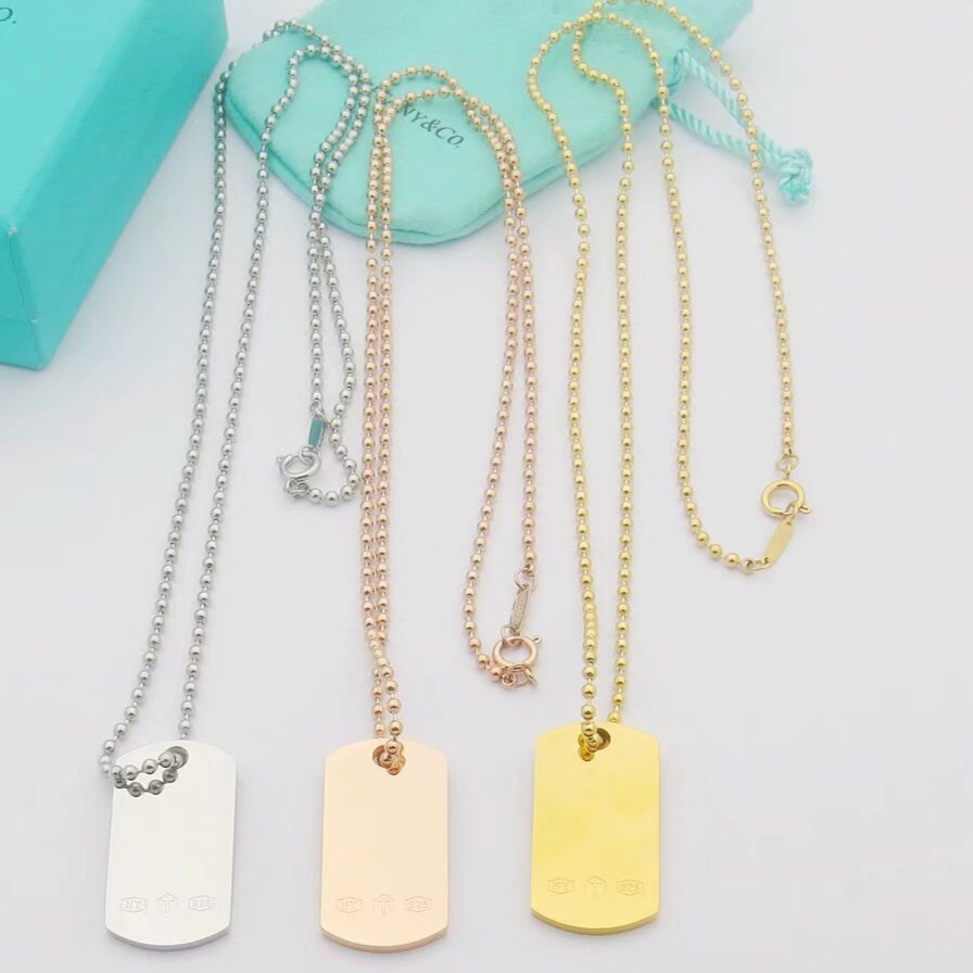 18K Celestial T 1837 Makers I.D. Tag Pendant Necklace
