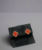 18K Celestial Vintage Alhambra Carnelian Earrings