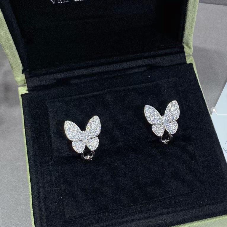18K Celestial Two Butterfly Diamonds Earrings