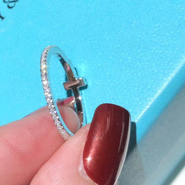 18K Celestial T Diamond Wire  Ring