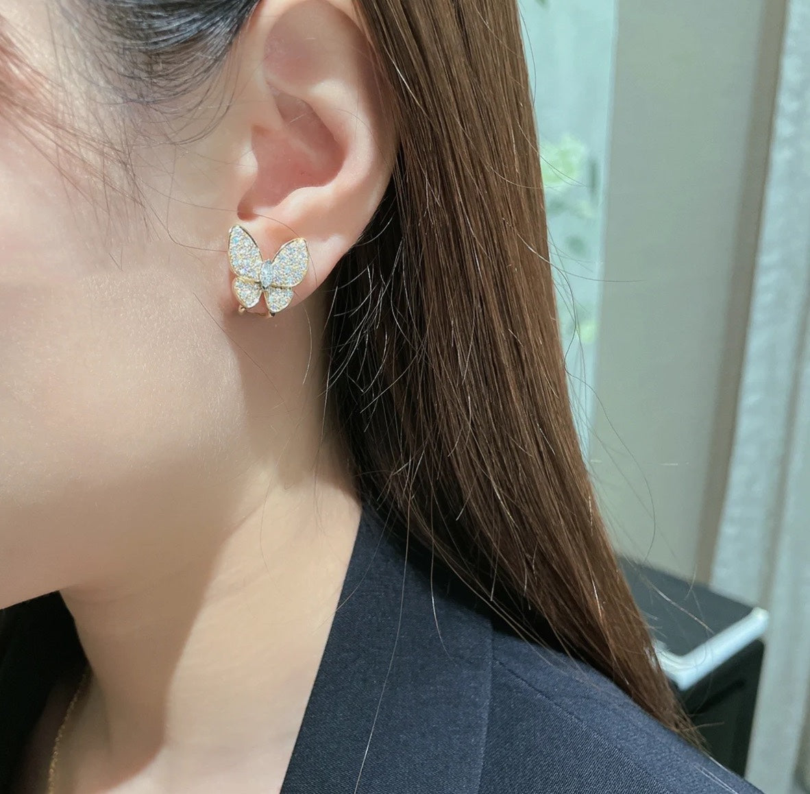 18K Celestial Two Butterfly Turquoise Earrings