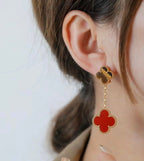18K Celestial Magic Alhambra Carnelian & Tiger Eye Earrings