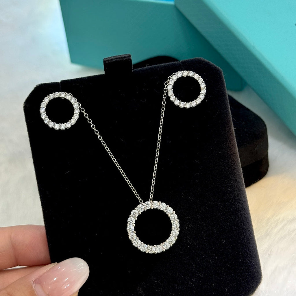 18K Celestial T Circle Diamonds Earrings