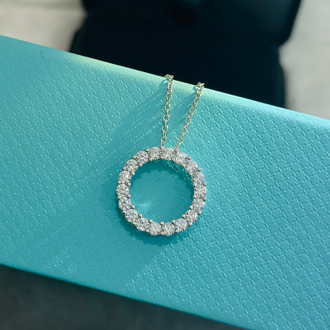 18K Celestial T Circle Diamonds Necklace