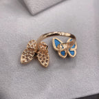 18K Celestial Two Butterfly Between the Finger Turquoise Ring