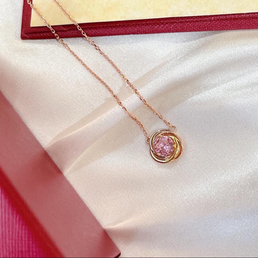 18K Celestial Trinity Pink Sapphire Necklace