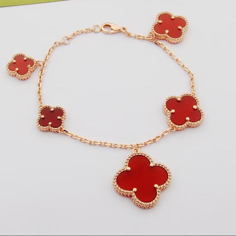 18K Magic Alhambra Five Carnelian Motifs Bracelet