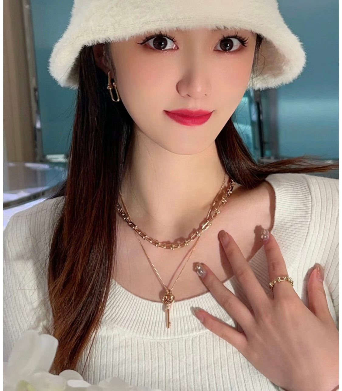 18K Celestial T Keys Woven Diamonds Medium Necklace
