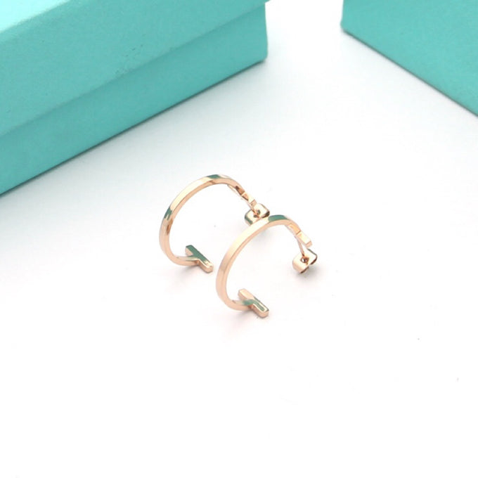 18K Celestial T Hoop Earrings