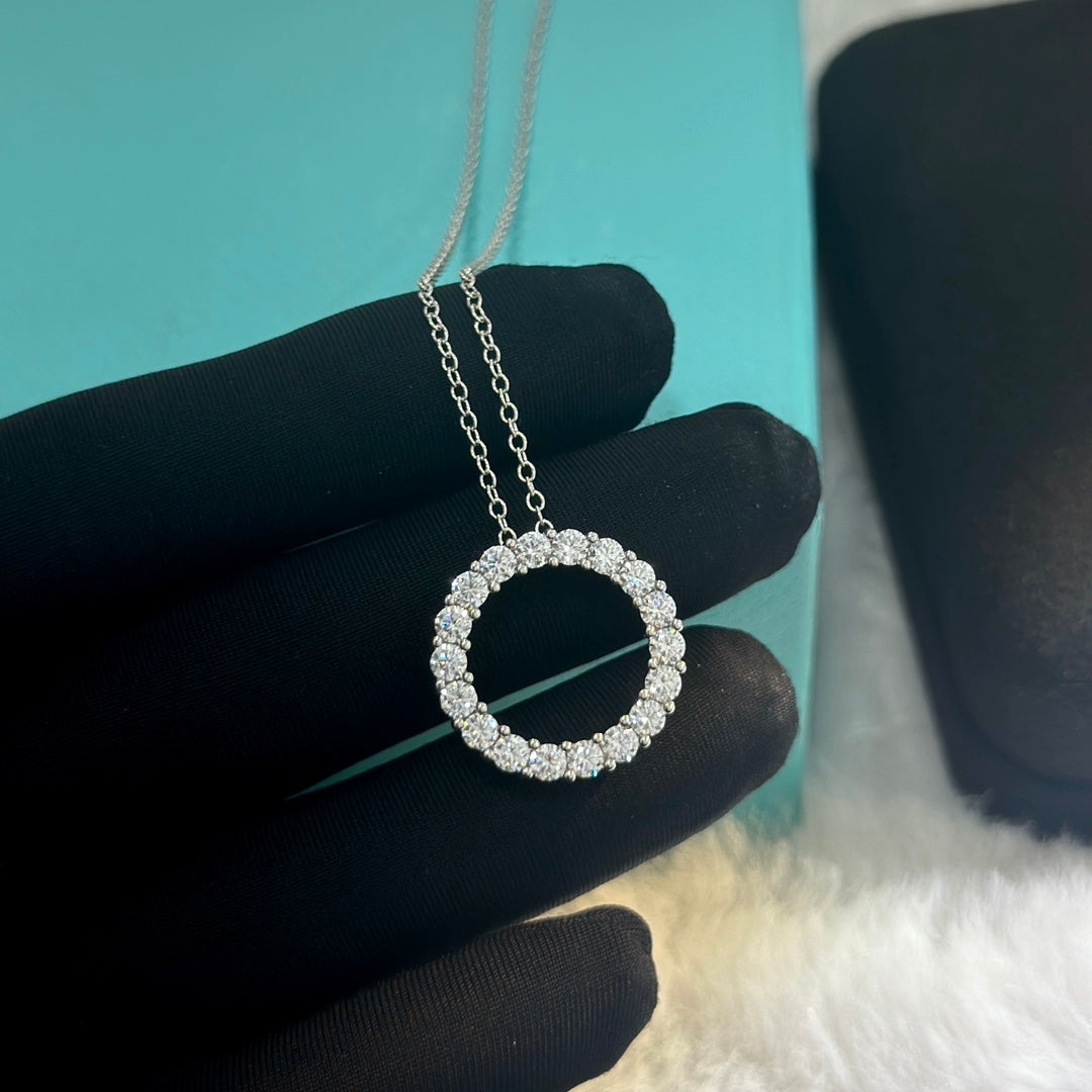 18K Celestial T Circle Diamonds Necklace