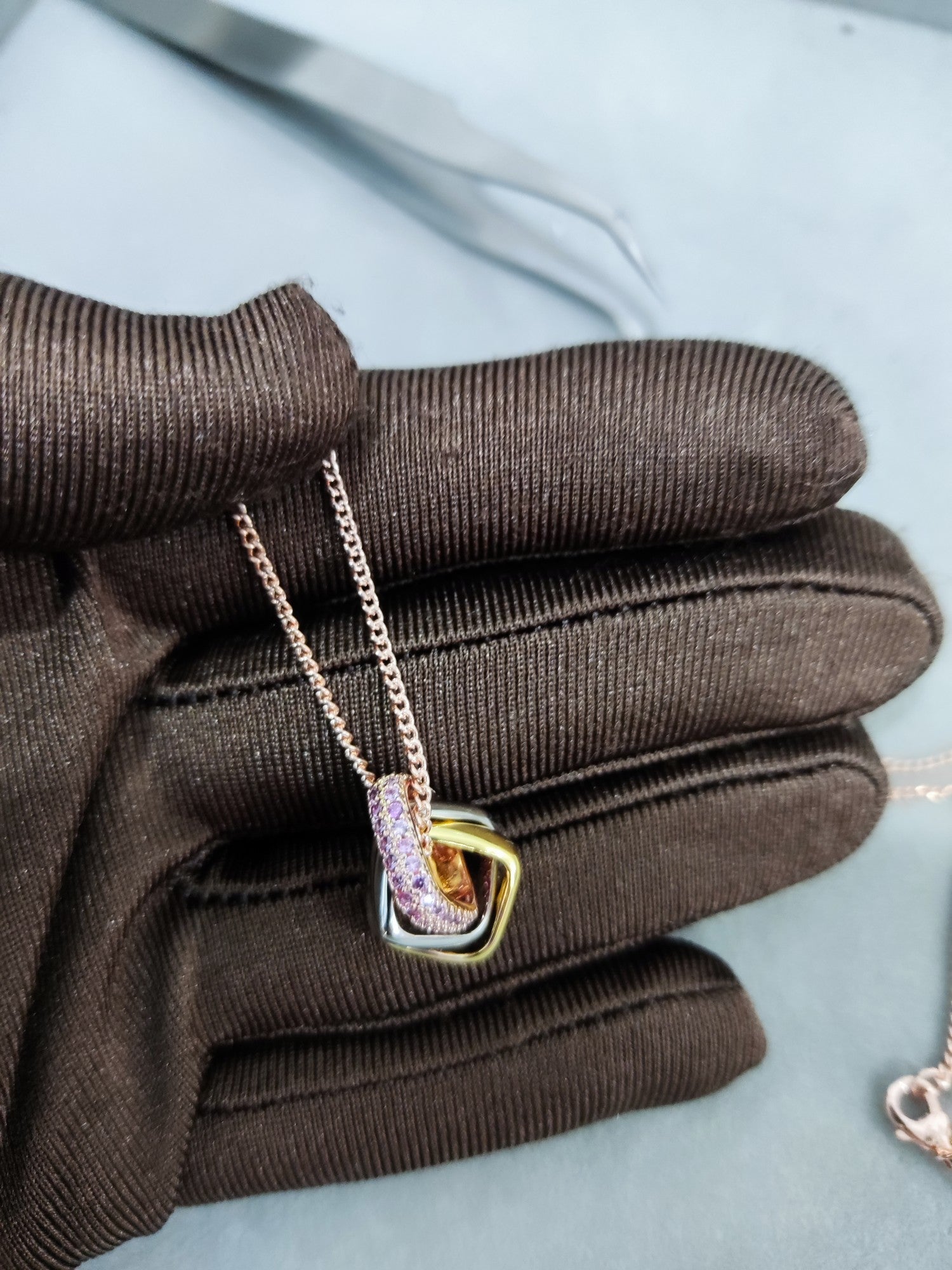 18K Celestial Trinity Pink Diamond Necklace