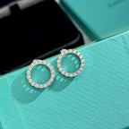 18K Celestial T Circle Diamonds Earrings