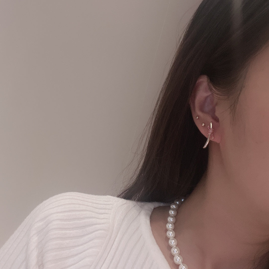 18K Celestial T Knot Pink Diamonds Earrings